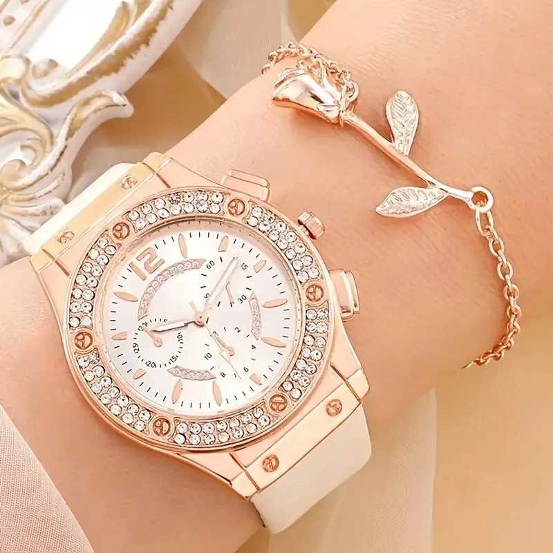 Elegant Strap Watch with Rose Gold Bracelet