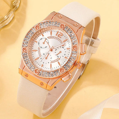 Elegant Strap Watch with Rose Gold Bracelet