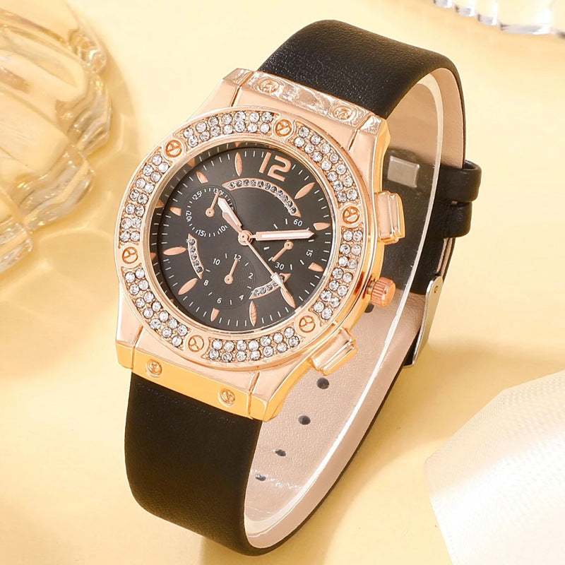 Elegant Strap Watch with Rose Gold Bracelet