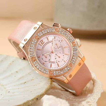 Elegant Strap Watch with Rose Gold Bracelet